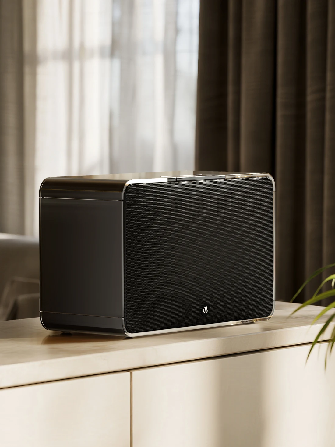 Lingke Life A5 in black on a pale stone sideboard